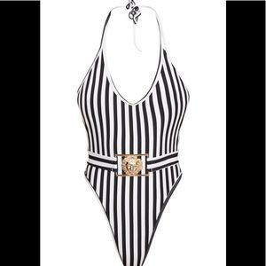 black lion belted swimsuit